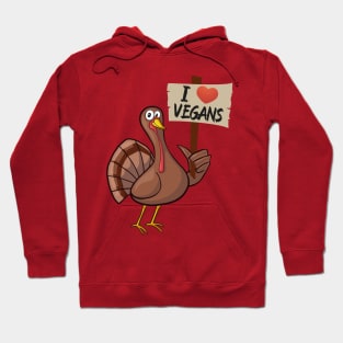 I Love Vegan funny thanksgiving turkey Hoodie